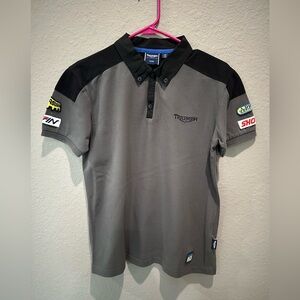 Triumph Motorcycles Polo Shirt Button Down Collar Men’s Sz S GUC